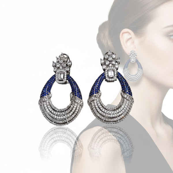 Royal Sapphire Diamond Hoop Earrings