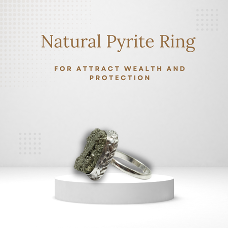 Natural Raw Pyrite Adjustable Ring – Wealth, Protection & Good Luck Crystal Ring