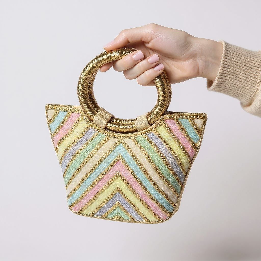 Elegant Handbag with Gold Handles