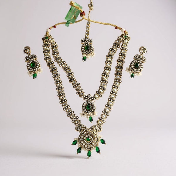 Emerald Royalty Multi-Layered Kundan Bridal Jewelry Set