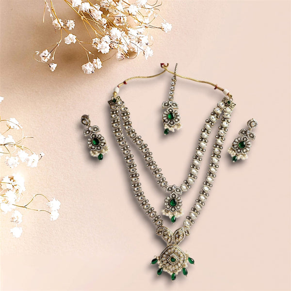 Emerald Royalty Multi-Layered Kundan Bridal Jewelry Set
