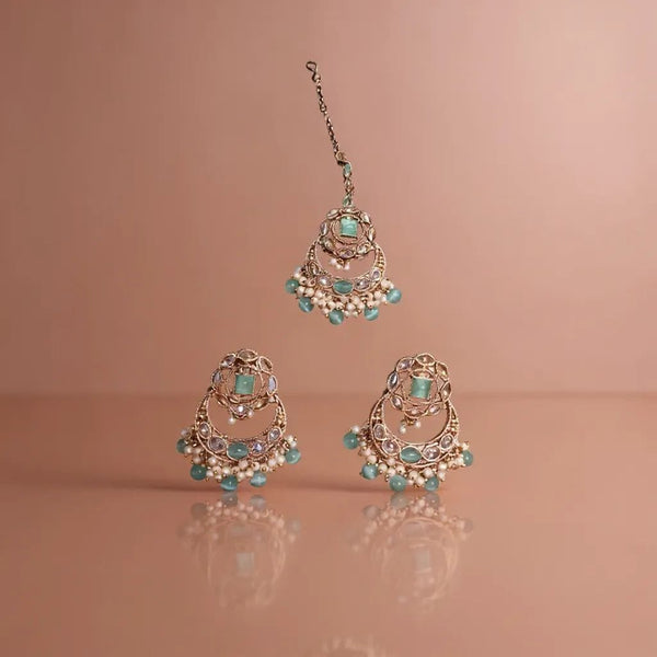 Mint Serenity Kundan & Pearl Jewelry Set