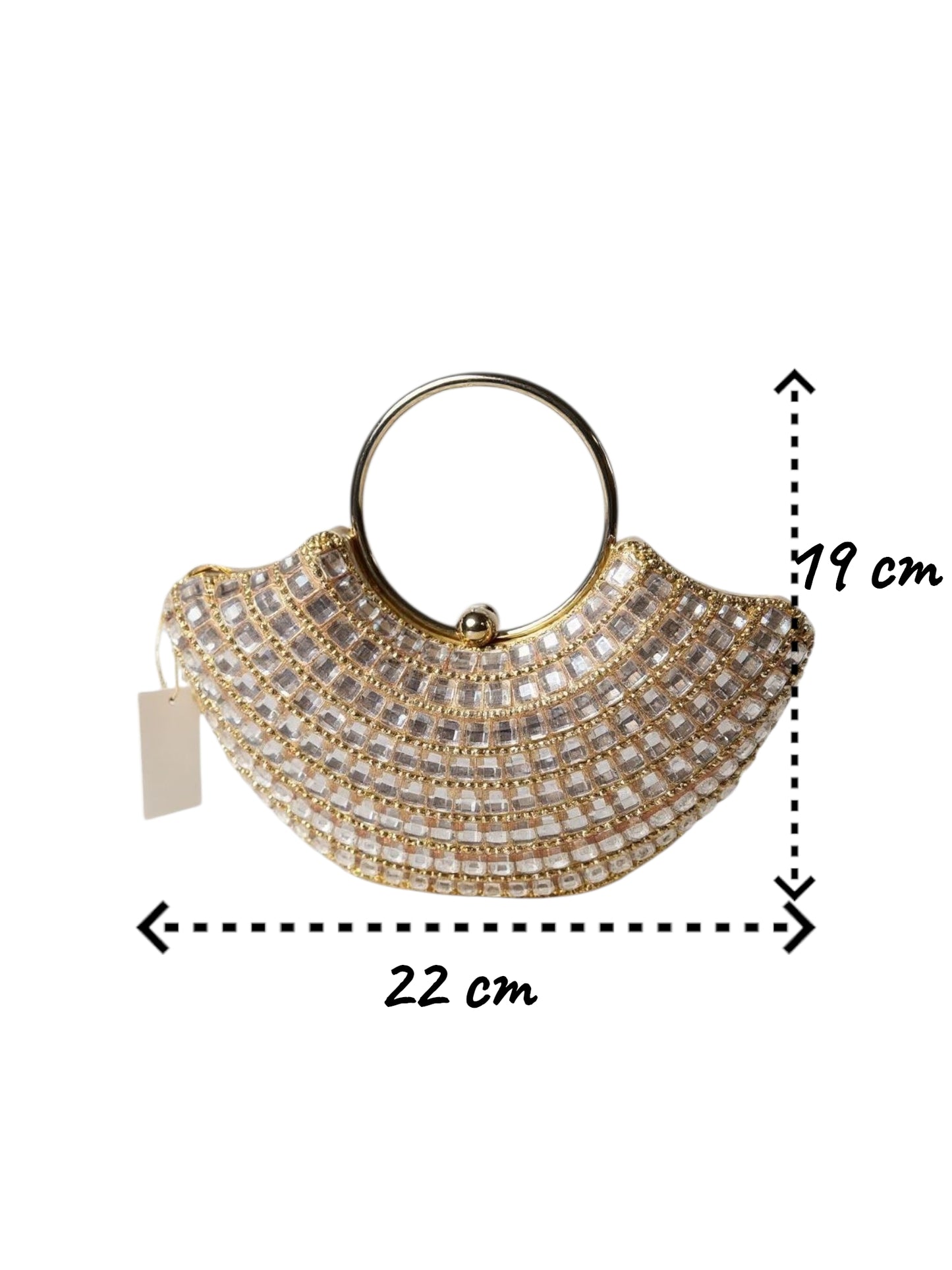 Karathauz Crystal Fan Clutch – Gold Glam Edition