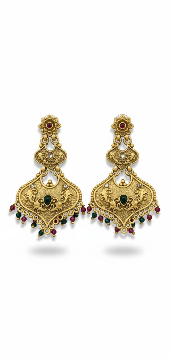 Regal Heritage Antique Gold Plated Jhumka Earrings