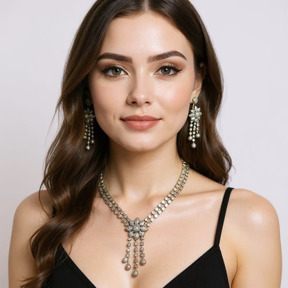Radiant Blossom CZ Artificial Diamond Jewelry Set