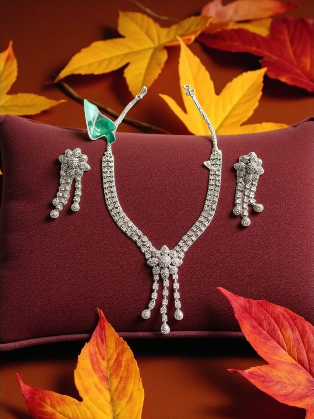 Radiant Blossom CZ Artificial Diamond Jewelry Set
