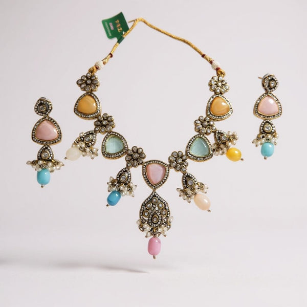 Royal Meenakari Pastel Kundan Necklace & Earrings Set